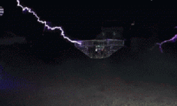 Faraday Cage around a quadcopter flying near tesla coils﻿