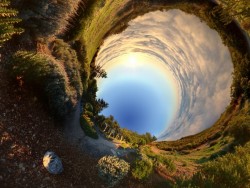 Panoramic picture taken while rolling down a hill