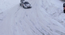 VW Polo R WRC powersliding in the snow