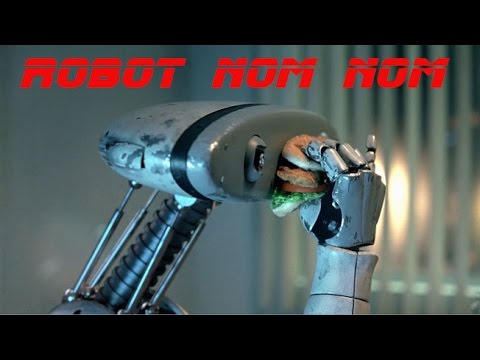 Robot Nom Nom – Man pretending to be a robot looks like a robot pretending to be a man