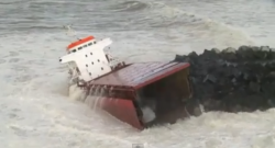 Shocking Video: Ship Breaks Into Half After Hitting A Sea Wall