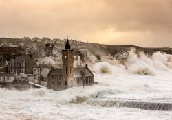 Storm surge at Porthleven, Cornwall, UK