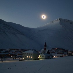 Todays eclipse from Longyearbyen, in Svalbard, a Norwegian archipelago