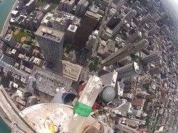 Starting removal of John Hancock Building west antenna – YouTube