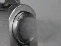 Bullet leaving a gun recorded at 1 million frames per second.﻿