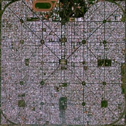 La Plata, Argentina, is a planned city. With a view from above, this fact could not be more appa ...