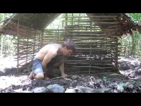 Building a primitive wattle and daub hut from scratch – YouTube