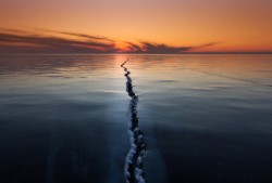 Ice on a frozen lake Baikal