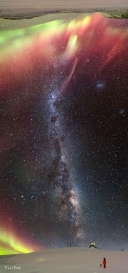 The Milky Way and Aurora over Antarctica