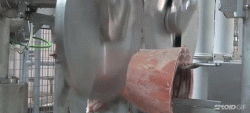 The mesmerizing orchestra of machines boning and butchering meat