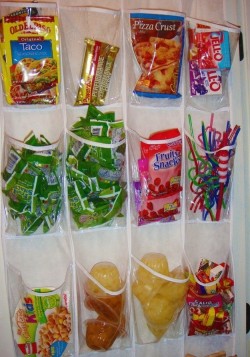 Pantry organizer made from a shoe organizer.