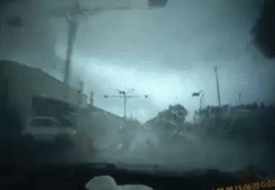 Tornado crosses the road