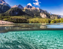 Crystal clear lake in the Dolomites