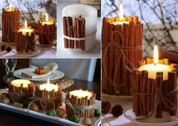 Tie cinnamon sticks around your candles. The heated cinnamon makes your house smell amazing!