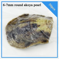 50pcs vacuum packed oysters with 6 7mm round akoya pearls-in Pendant Necklaces from Jewelry on A ...