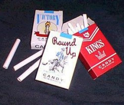 Chocolate rice paper cigarettes. I looked well cool back in the day