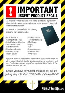 Product recall issued for Bible amid health and safety concerns