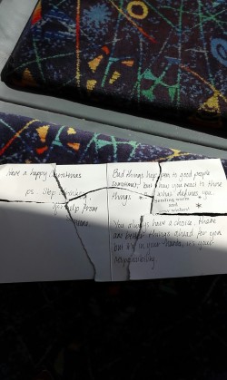 Someone found a ripped up Christmas card on the train, so they put all the pieces back together& ...