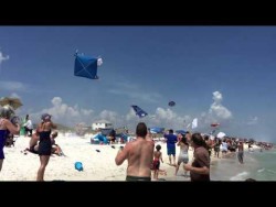 Blue Angels Low Pass – Sends Beach Umbrellas flying…