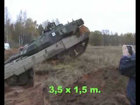 How a tank crosses trenches at low and high speeds.