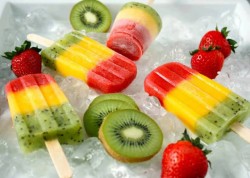 fruit ice pops!

Ingredients:
– 2 cups kiwi
– 2 cups mango
– 2 cups strawberry ...