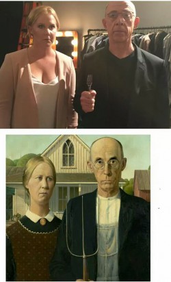 Someone on Twitter pointed out to Amy Schumer that she looks like the woman from American Gothic ...