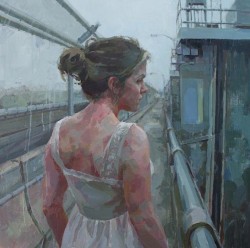 “Bridge” Jennifer Balkan, 30″x30″, oil on aluminum, 2016