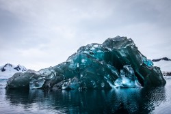 An extremely rare flipped over iceberg in Antarctica.