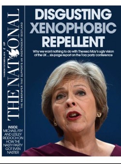 As the Westminster media whitewashes Theresa May, a Scottish paper gives her the front page she  ...