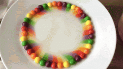 Pouring hot water on Skittles