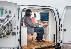 Nissan unveils a mobile office in a VAN with touch-screen computer and coffee machine  | Daily M ...