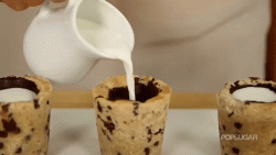 Make shot glasses out of cookies, then pour some milk in!
