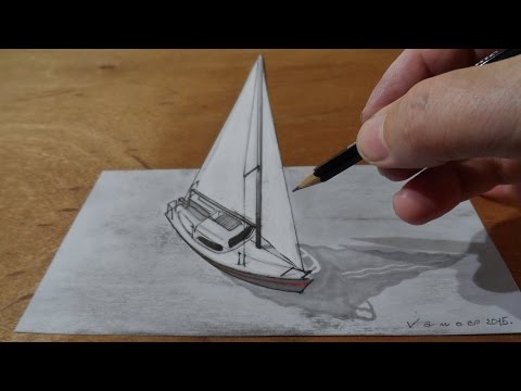 Draw a 3D Sailboat, Trick Art – YouTube