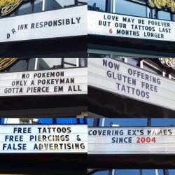 Tattoo parlour signs