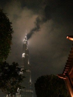 The tallest building in the world, tearing through the clouds. Literally skyscraping