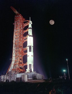 Saturn V rocket and its “destination” in one shot