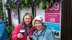 Mum n sis starting early at Helston flora day 2017