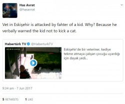 How dare the vet teach the child that animal abuse is wrong, his father is probably a goat fucke ...