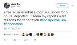 A BBC journo arrested in Istanbul, par for the course in Erdolfs Turkey