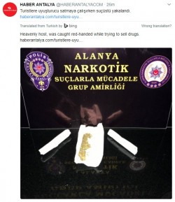 Well done Alanya Polis, 3 whole joints! Glad that major drug lord is off the streets, how much d ...