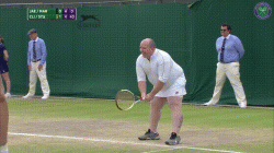 Wimbledon fan that was invited to play with the ladies after yelling advice to players from the  ...