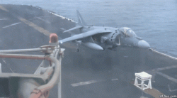 Harrier landing without nose gear