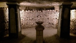 This basin of cave water dripping from the ceiling in the catacombs.