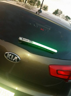 Light Saber WiperTag covers attach to rear wipers blades – WiperTags