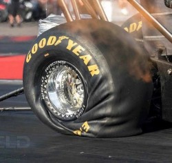 What 10,000 horsepower does to a top fuel drag tire at launch.