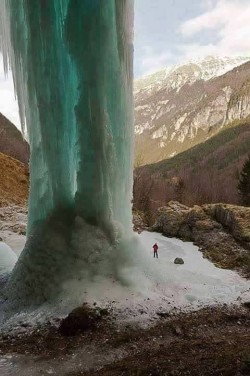 Frozen waterfall in Italy