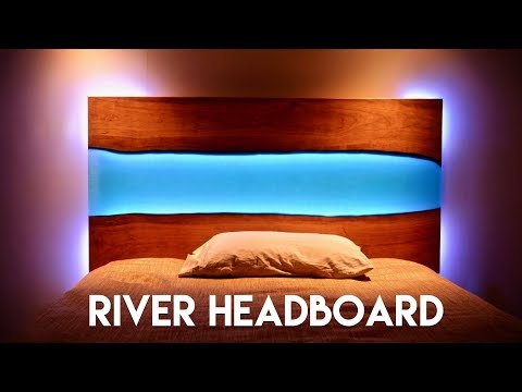 Live Edge Epoxy River Headboard with LED Lights // How To Build – Woodworking – YouTube