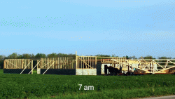 10-hour time-lapse of an Amish barn raising