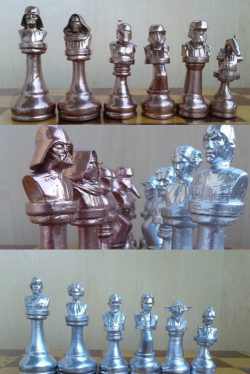 Handmade Copper/Silver Star Wars Chess Pieces