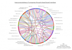 ~80% of the 50 largest public companies are connected to one another through 1 or more shared bo ...